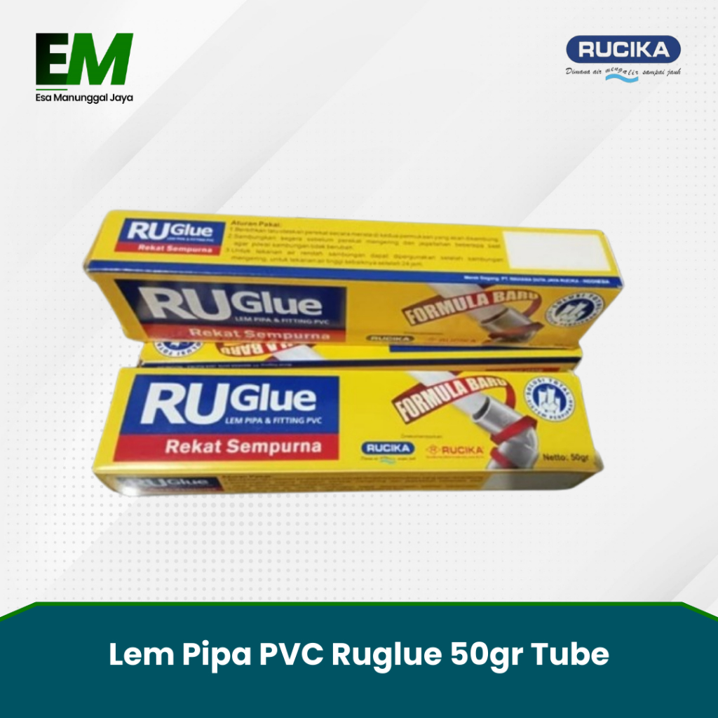 Lem PVC Ruglue 50gr / Lem Ruglue Tube / Lem Pipa PVC Ruglue 50gr Tube