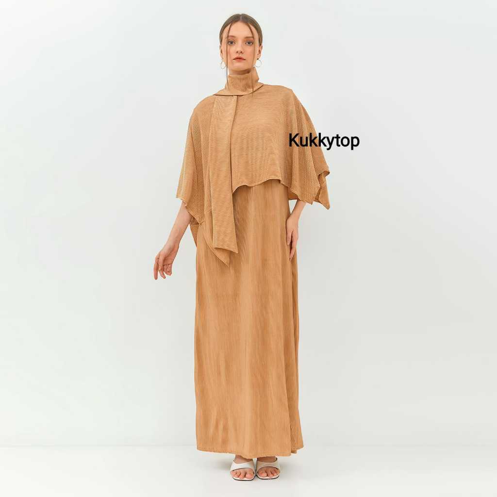 Kukky Top Gamis Plisket Rayanna Dress Wanita Oversize Fashion Muslim Korean Style 13279