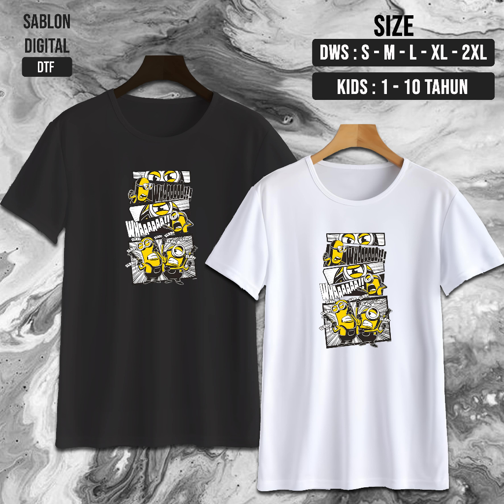 NW0182 Kaos MINION COMIC / Kaos MINION / Baju Kaos Oblong / Baju Anak anime/ Kaos Dewasa Unisex / Co