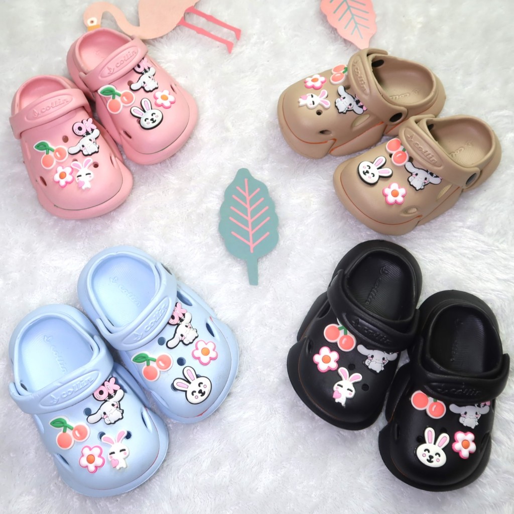 	 Sandal Anak Cewek Baby kids Baim karater Rabbit flower karton model Crocs usia 1 bulan - 5th - B6150-C	