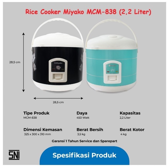 Miyako Magic Com MCM 838 / Rice Cooker 3 in 1 MCM838 / MCM-838 / MCM 838 [ 2,2 LITER ] Original