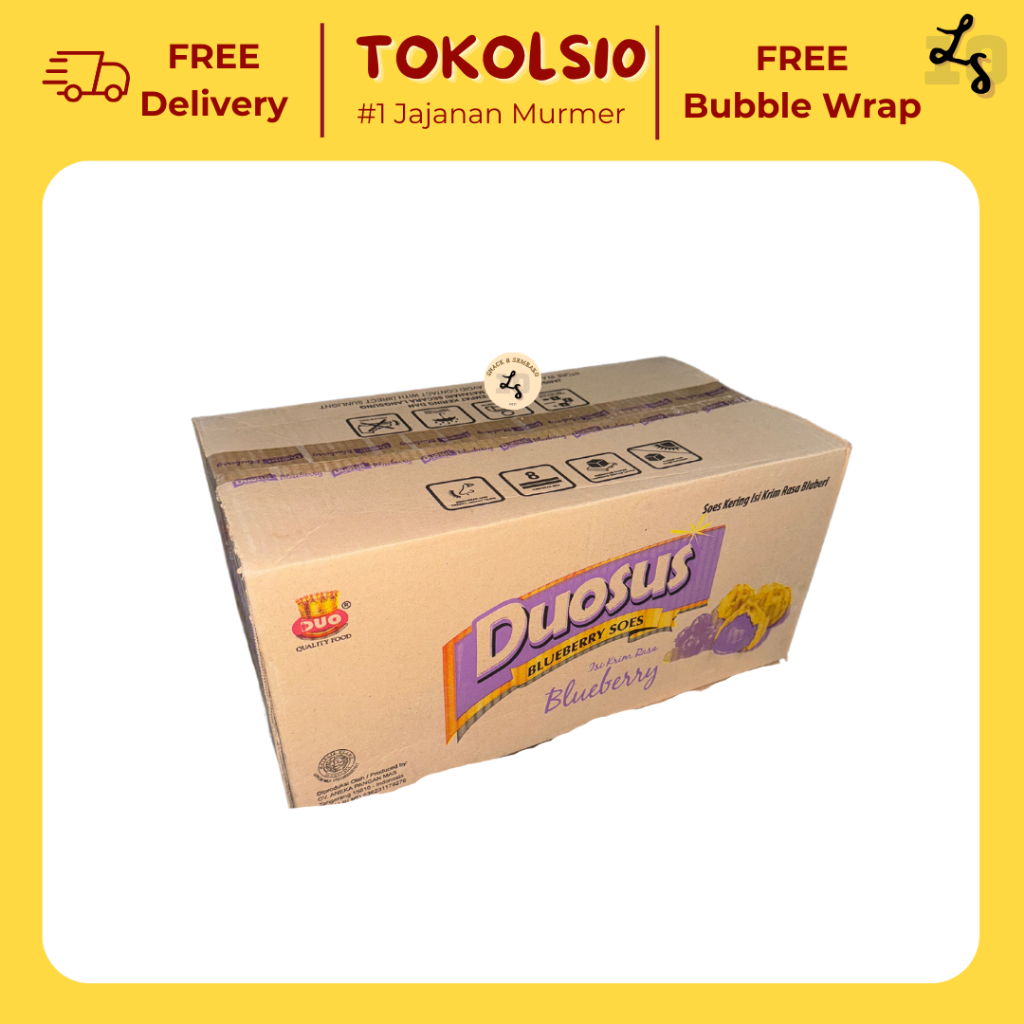 

[1 DUS] Duosus Kue Soes Kering Rasa Cokelat/Vanilla/Blueberry Isi 30 pcs @30gr