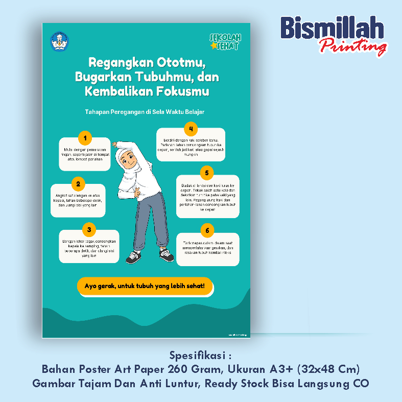 

Poster Kesehatan Regangkan Ototmu,Bugarkan Tubuhmu,Dan Kembalikan Fokusmu