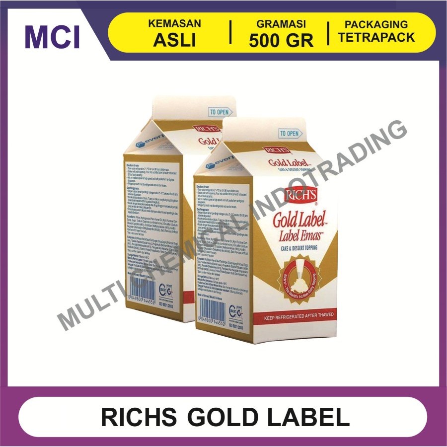 

RICHS GOLD LABEL WHIPPING CREAM 500 GR - 1 DUS 24 PCS / WHIP TOPPING