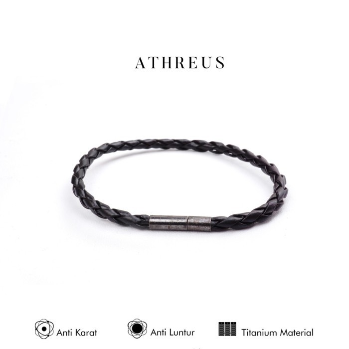 Emrys ATHREUS 3mm Gelang Kulit Pria Wanita - White, XL 21cm
