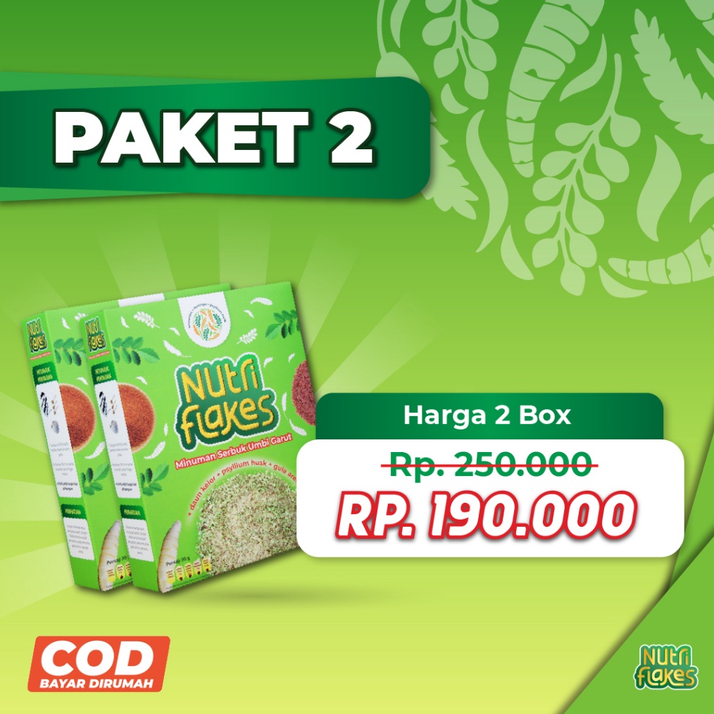 

ART F76O Nutriflakes Sereal Umbi Garut Asam Lambung 2 Box