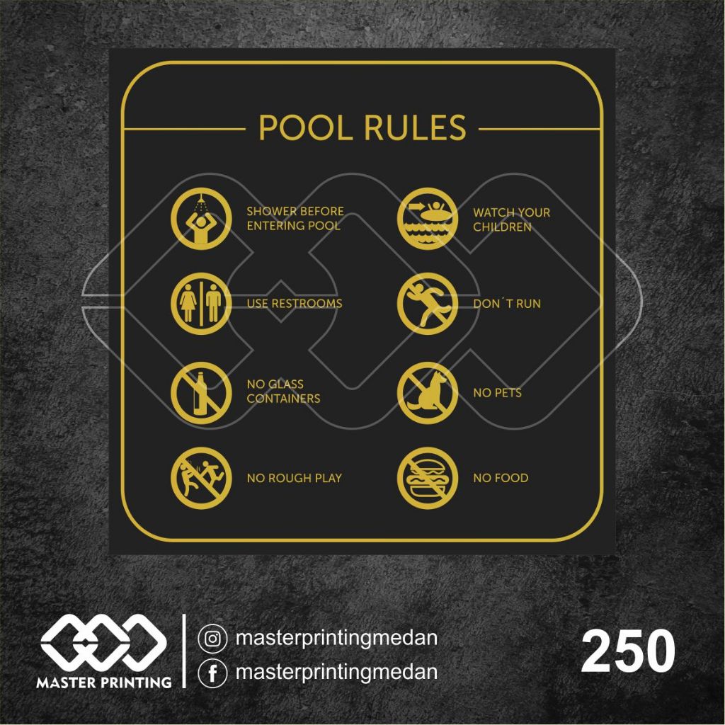 

250 - Stiker Pool Rules, Aturan Kolam Renang, Sticker Vinyl, Premium, Tahan Air, Murah, Bisa Custom