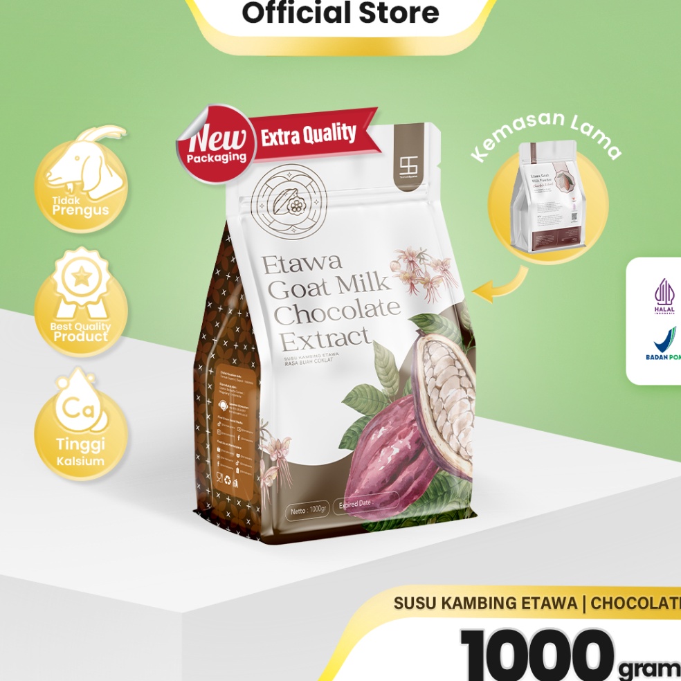 

ART E97R Ternak Syams Susu Kambing Etawa Bubuk Rasa Varian Cokelat Chocolate Syams 1 gram Pure Murni Alami Organik Pasteurisasi tanpa campuran gula Original Mentah Kiloan Asli Natural 1 Kg choco cocoa