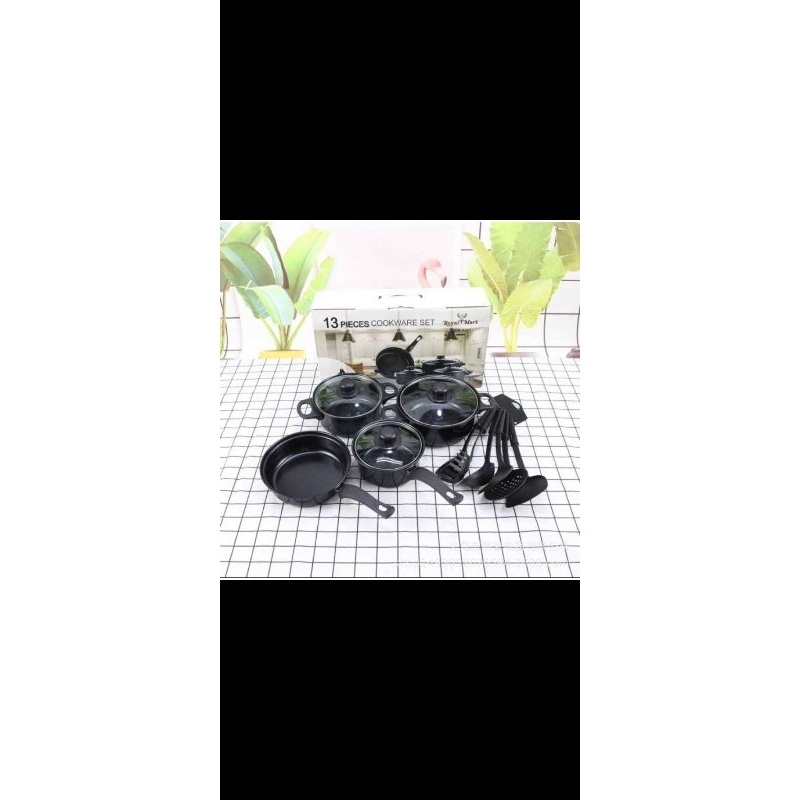 cookware set hitam/alat masak satu set 13pcs panci masak hitam