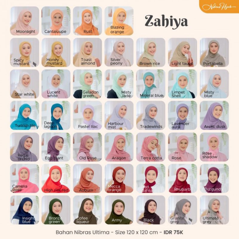 hijab nibras polos/hijab segi empat/Nibras/ hijab nibras zahiya