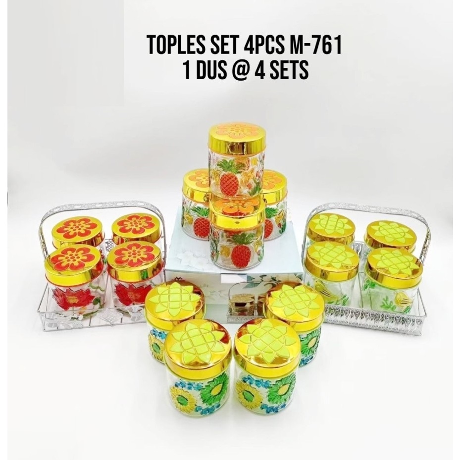 Souvenir Toples Lebaran/Toples Kue/Toples Hias Kaca Set 4pcs