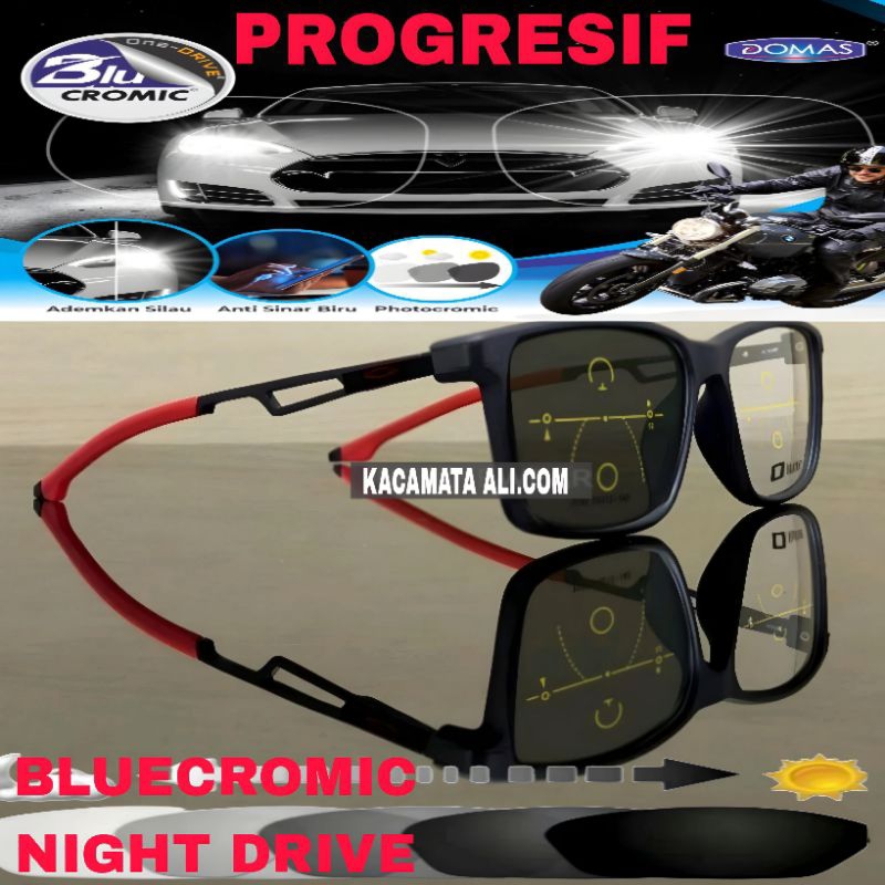 Lensa Kacamata Progresif ONE - DRIVER BLUERAY - PHOTOCROMIC by DOMAS + FRAME OX 3218