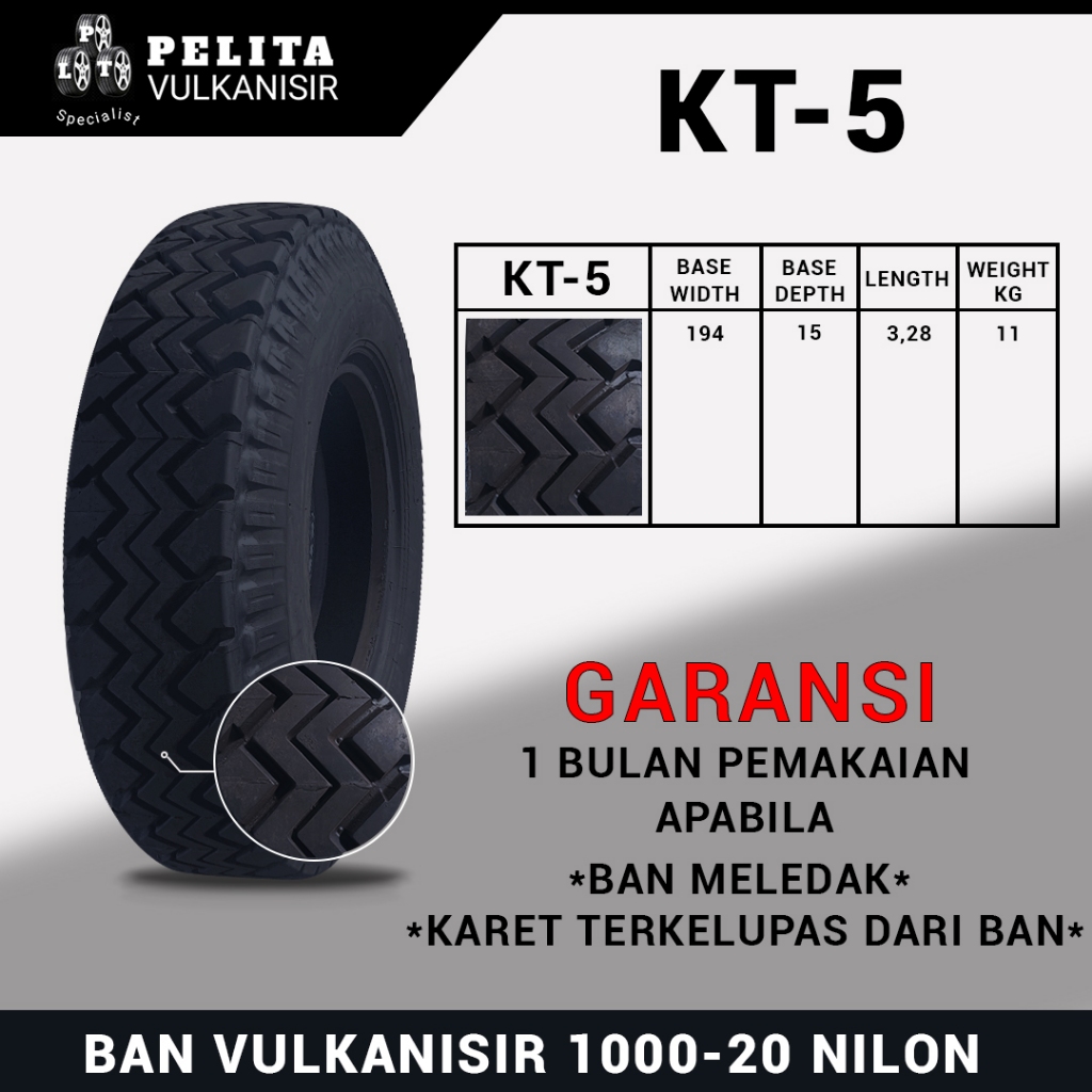 BAN VULKANISIR GRADE SUPER/BAN VULKANISIR 1000-20/BAN VULKANISIR 1000/BAN VULKANISIR NILON/KT5