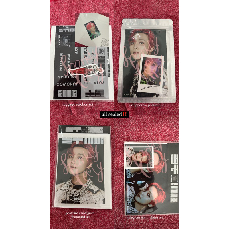 official merchandise nct 127 2 baddies haechan luggage sticker, 4x6 photo + polaroid, postcard + hol