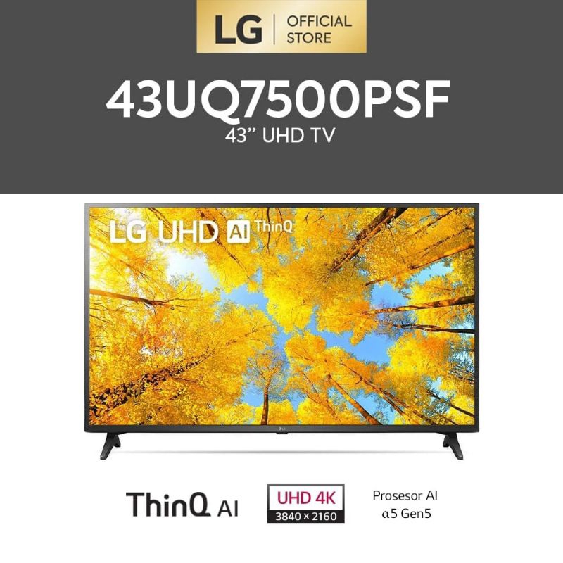 Smart TV LED LG AI ThinQ 43"inch 43UQ7500PSF Smart TV LG UHD 4K