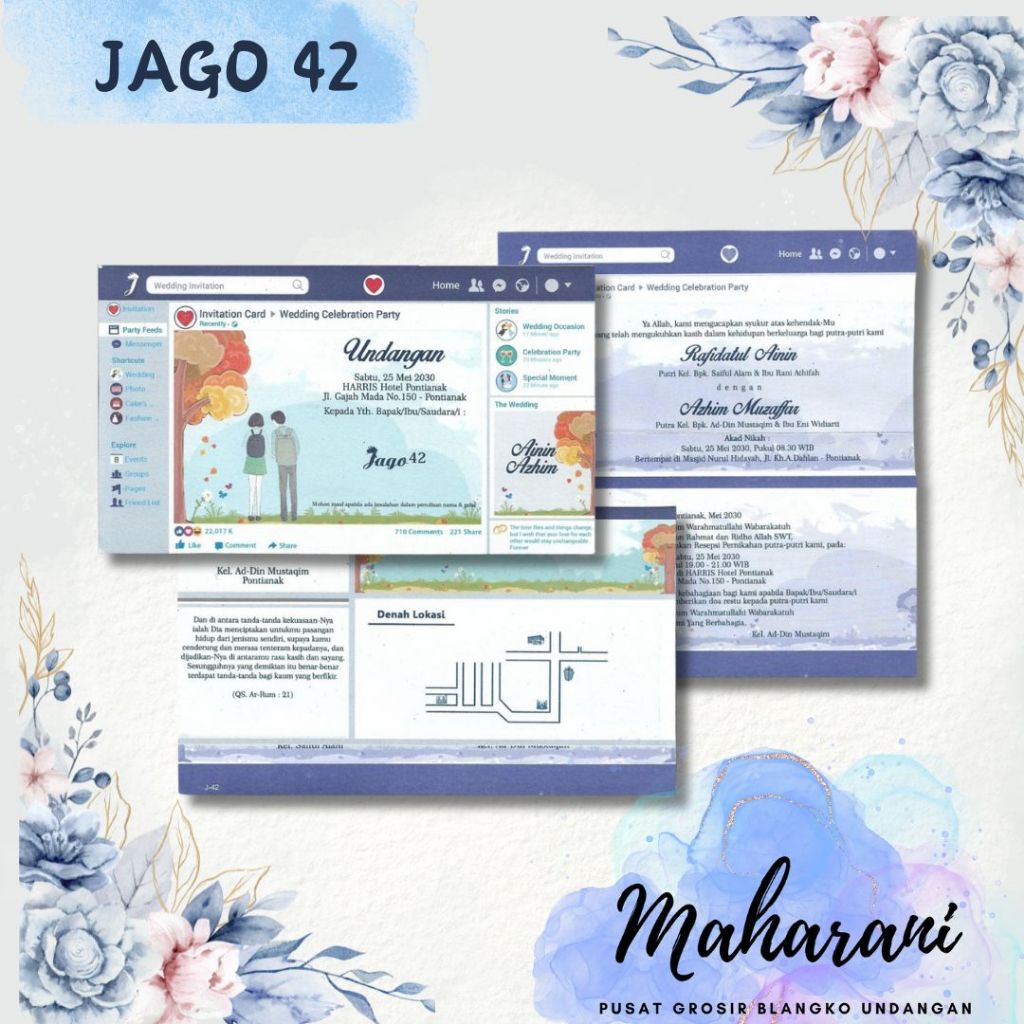 Blangko undangan atau kertas undangan pernikahan merek JAGO 42 dengan bahan kertas BC premium dengan