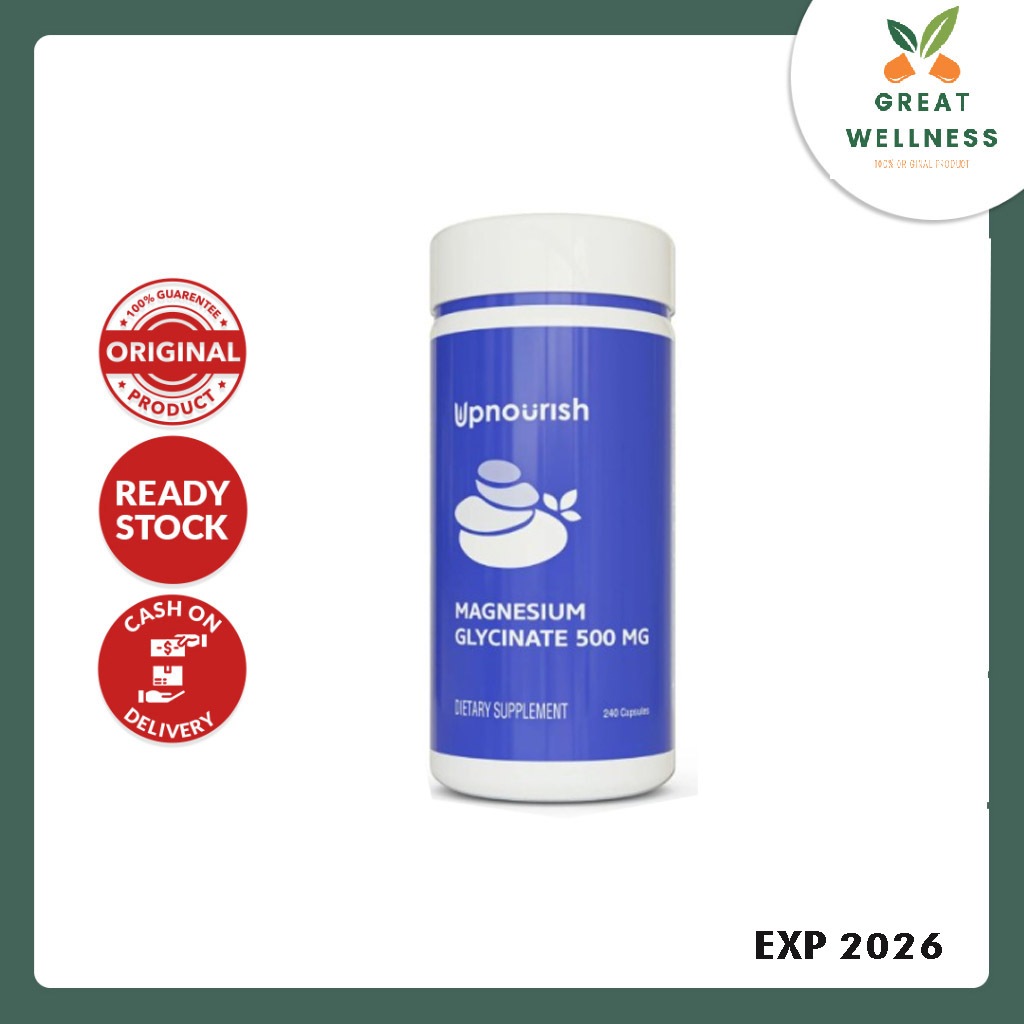 (BISA COD) Upnourish Magnesium Glycinate 500 mg - 240 Capsules 500mg