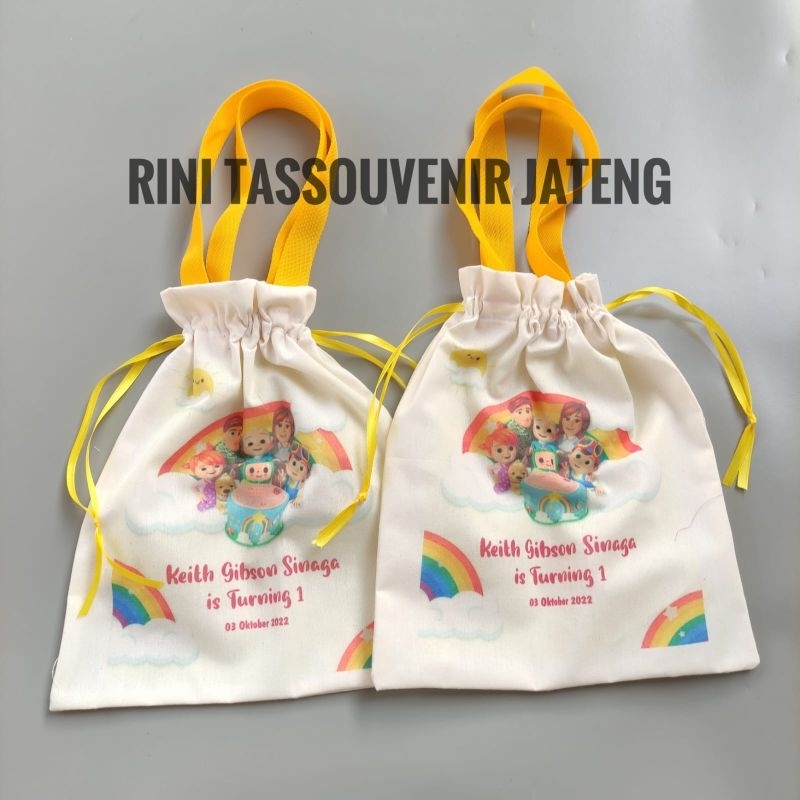 

tas souvenir blacu ultah kantong serut sablon laser tas serut blacu tas ulang tahun serut - 25*30