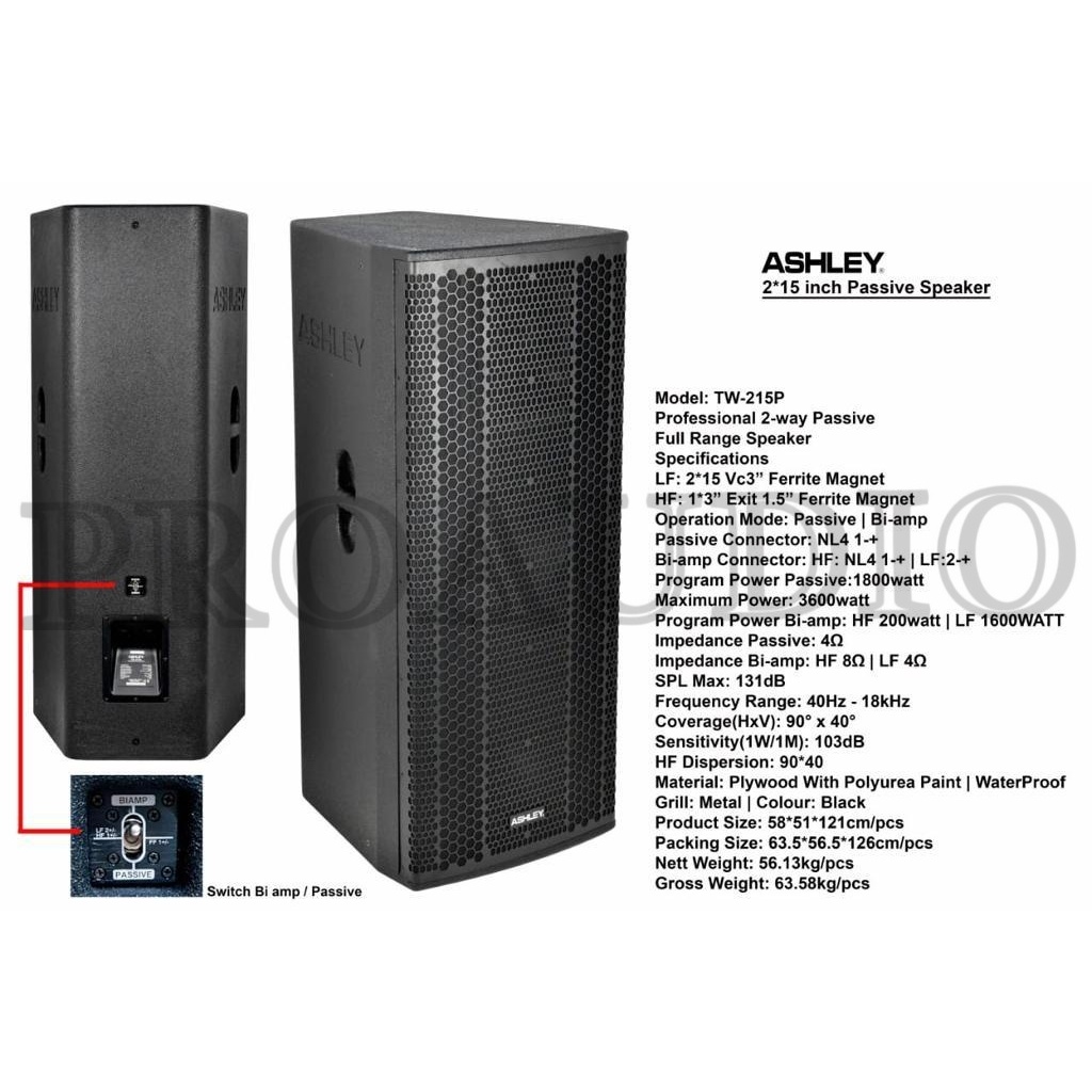 SPEAKER PASIF ASHLEY 2X15 INCHI DOUBLE WOOFER TW215P ASHLEY TW 215P