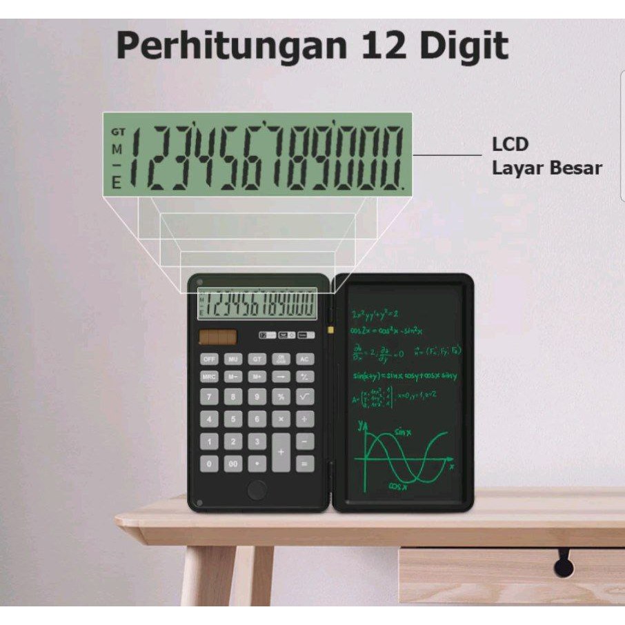 

Kalkulator Ilmiah terlipat dengan tablet tulis digital drawing Pad