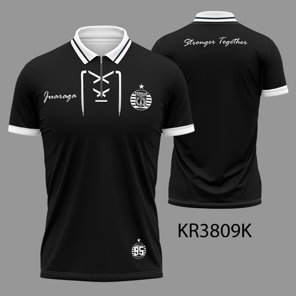 Jersey Terbaru Kerah Resleting Baju Anniversary Persija 95th Hitam XS - 6XL