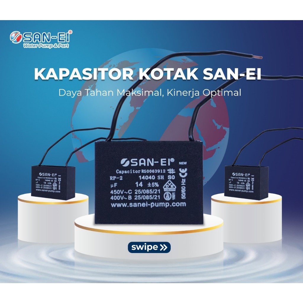 Kapasitor SAN-EI Kotak Capasitor SAN-EI Kabel - 8uf 450v