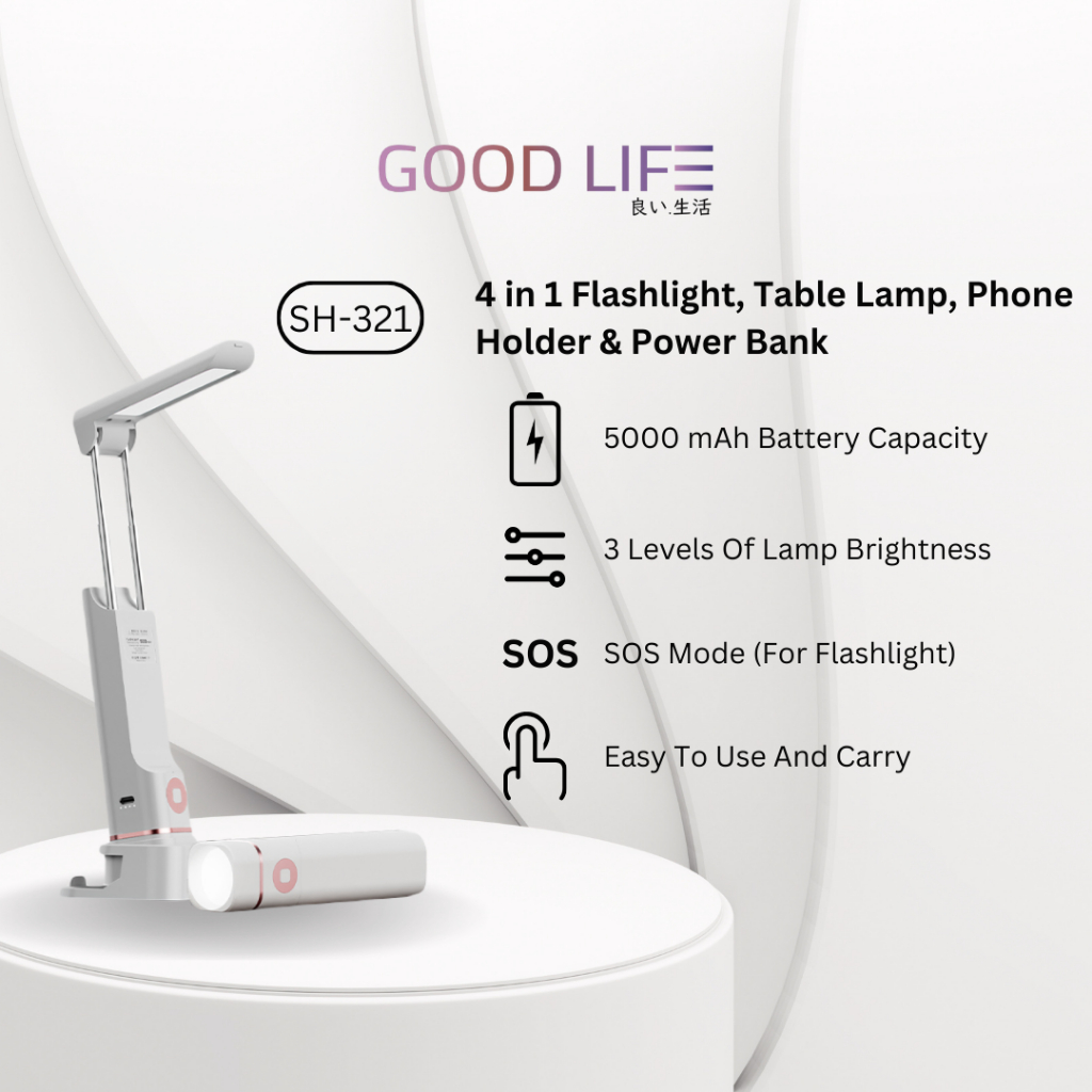 4 in 1 Powerbank + Lampu Meja + Senter + Tatakan HP Table Lamp Holder Desk Lamp Flashlight