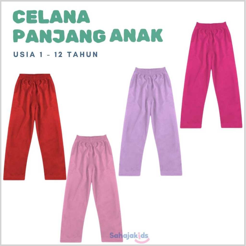 Celana Panjang Anak cewe Training Anak Perempuan usia tanggung Bahan kaos Babyterry