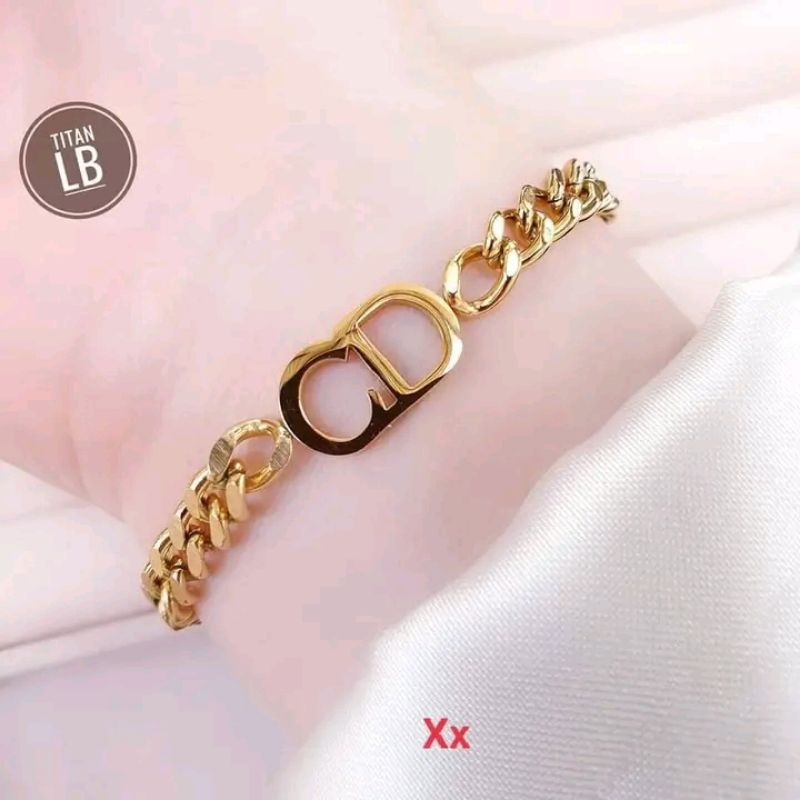 gelang tangan model CD titanium gold anti luntur