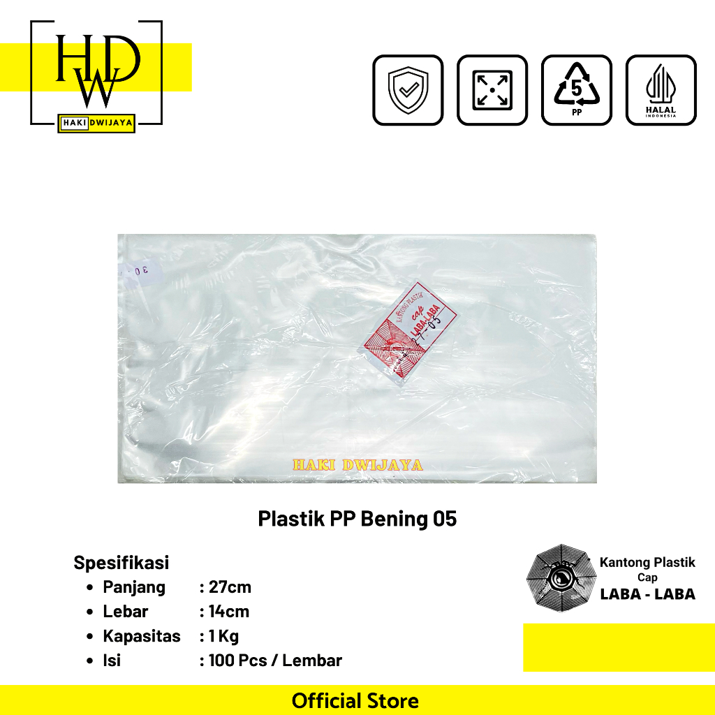 Kantong Plastik Bening PP 14x27cm 1kg Tebal 0,5 - Laba Laba