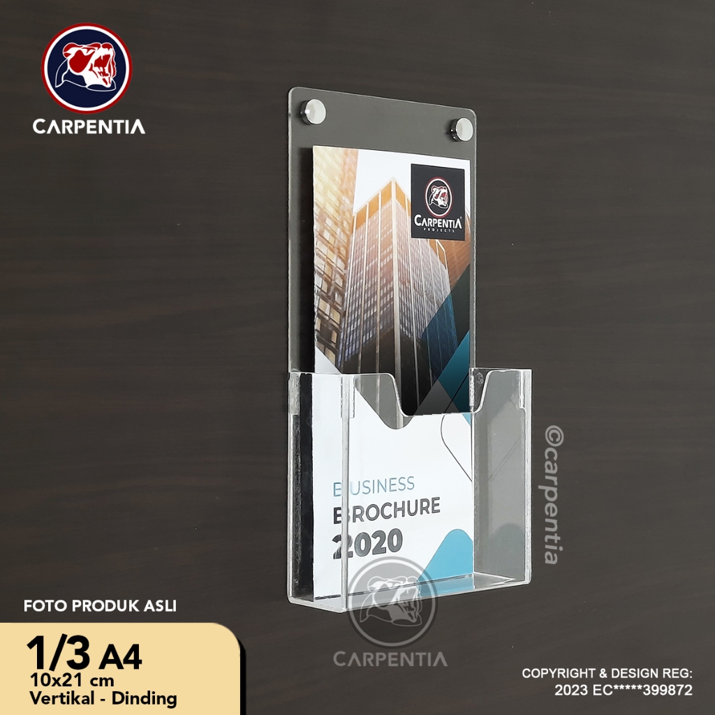 

Carpentia Tempat Brosur Dinding Akrilik / Acrylic Flyer Holder - 1/3 A4 - Tipe D