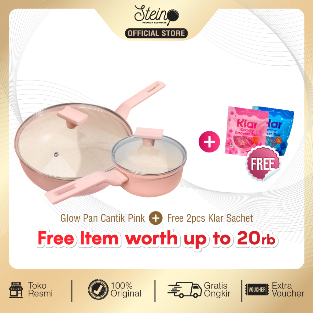 STEIN STEINCOOKWARE PAKET CANTIK GLOW PAN PANCI GERMANQUALITY ANTI LENGKET WOK 26 CM + SAUCEPAN 16 C