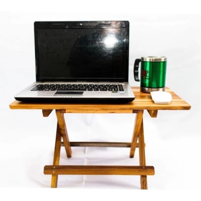 meja lipat portable kayu jati asli
