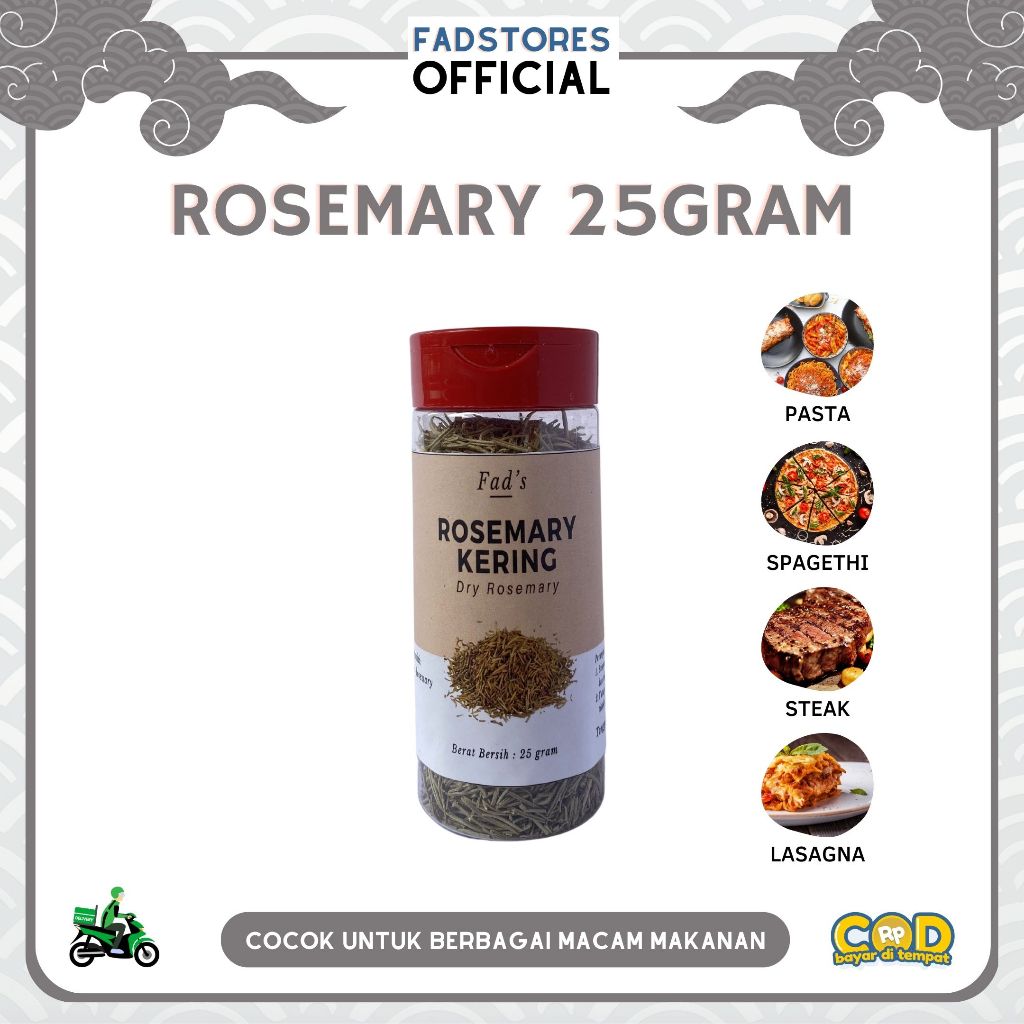 

[Kemasan Botol] Rosemary 25gr - Daun Rosemary Kering - Rosemary Leaves