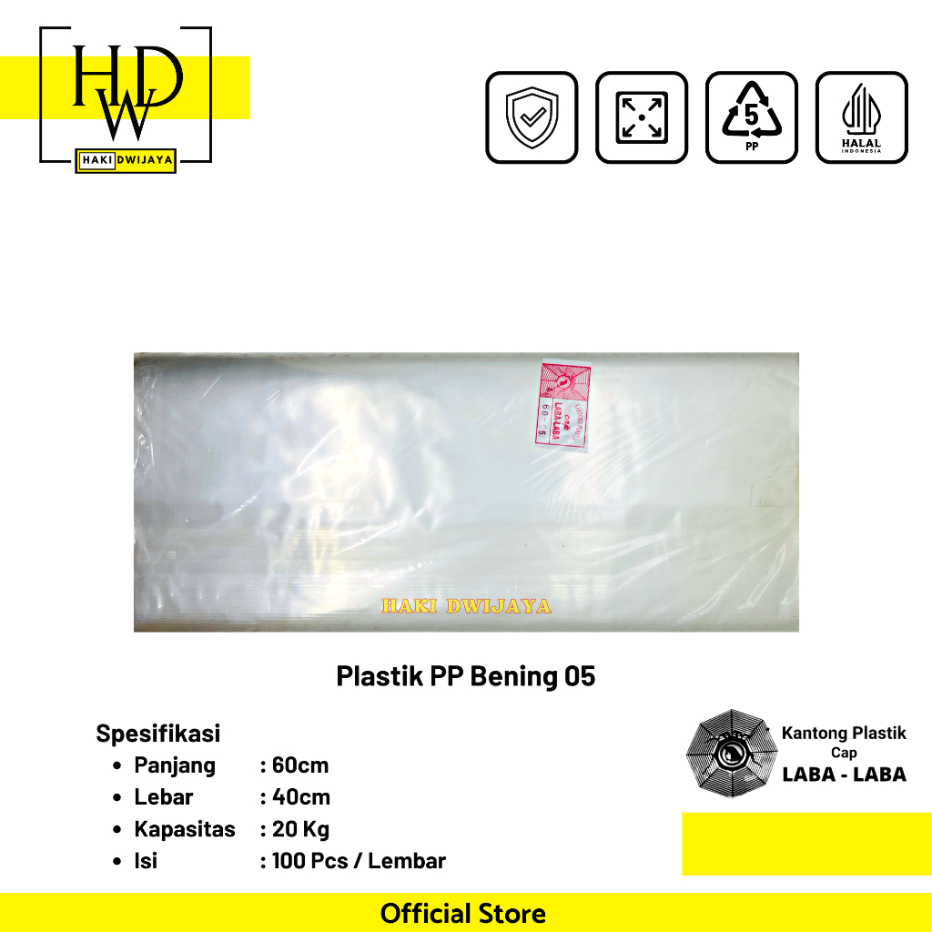 Kantong Plastik Bening PP 40x60cm 20kg Tebal 0,5 - Laba Laba