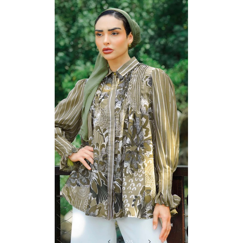 Aquila Opnaisel Shirt Olive Tan Ready stock benang jarum