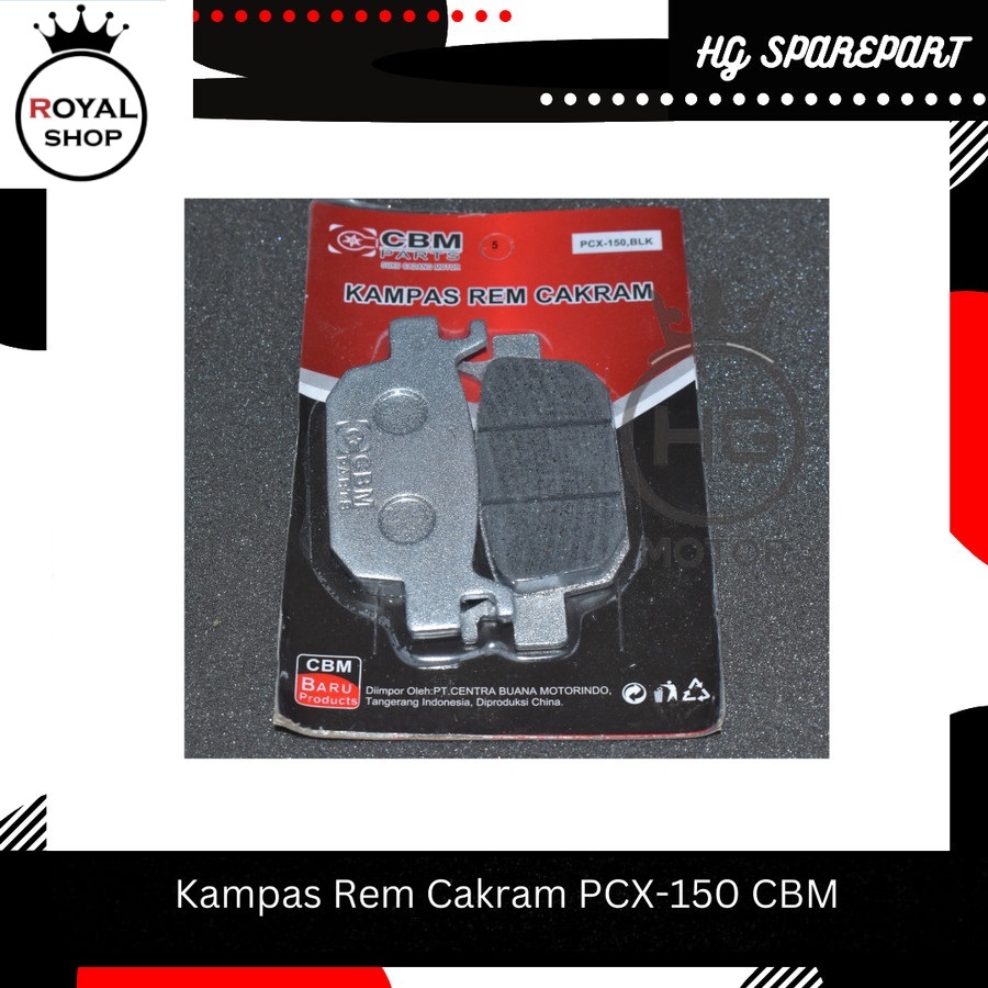 DISCPAD KAMPAS REM BELAKANG PCX 150 MERK CBM LOKAL
