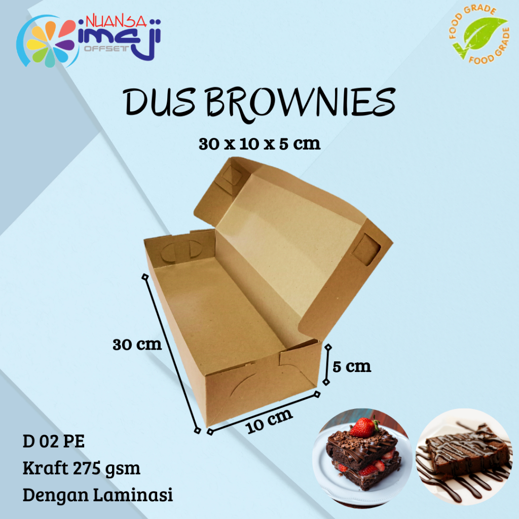 

Dus Brownies D 02 Uk. 30x10x5 cm Dengan Laminasi