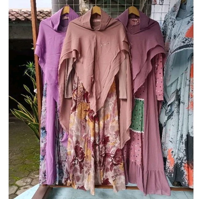 BerMus - Gamis Syari set Khimar by Nazla Original/NZ225