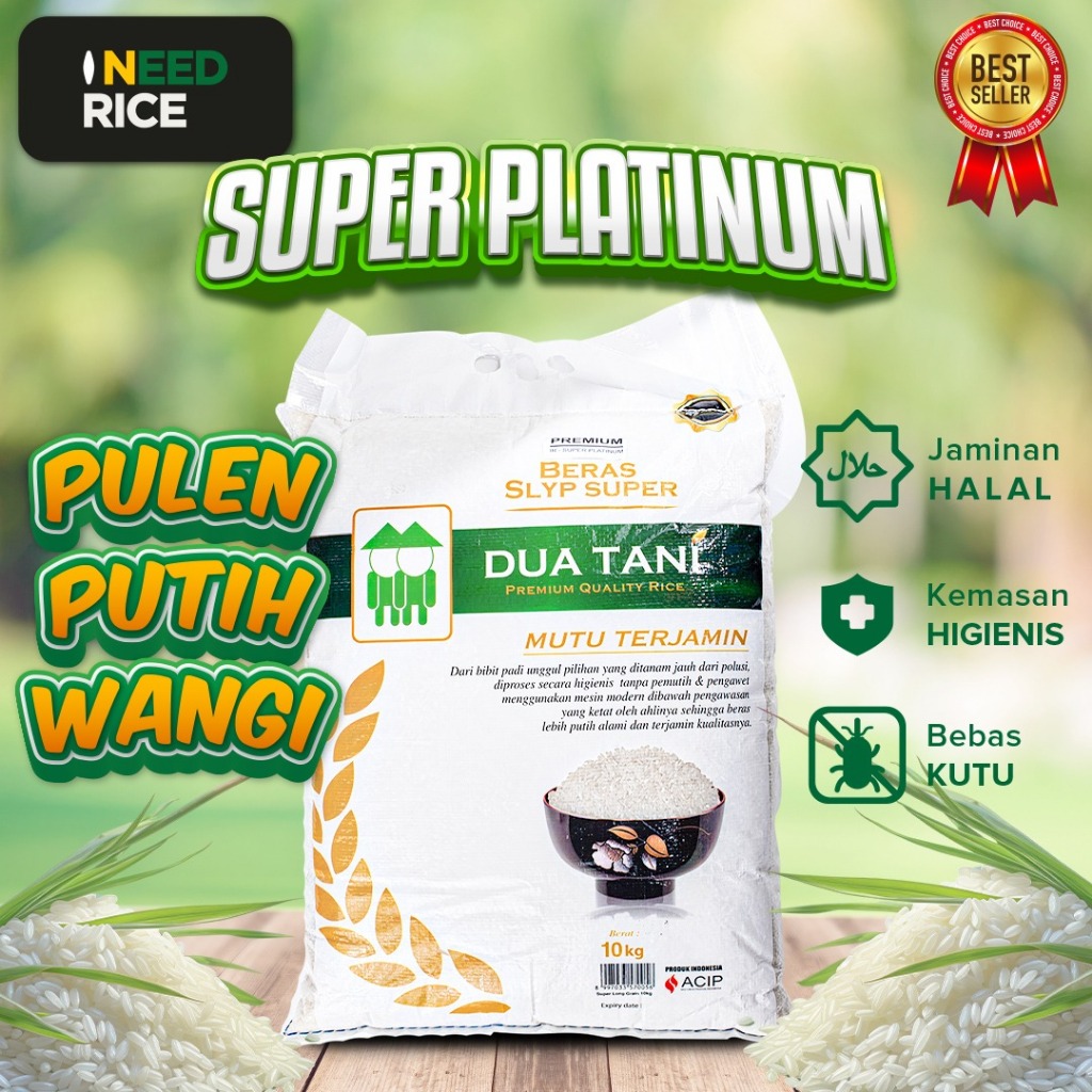 

Beras Premium Super Platinum Dua Tani 10kg – HALAL-Pasti Pulen