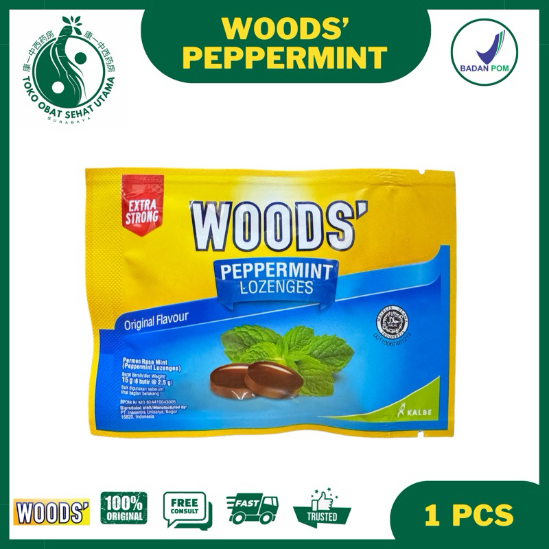 

WOODS’ PEPPERMINT LOZENGES / Rasa Original / Permen Pelega Tenggorokan