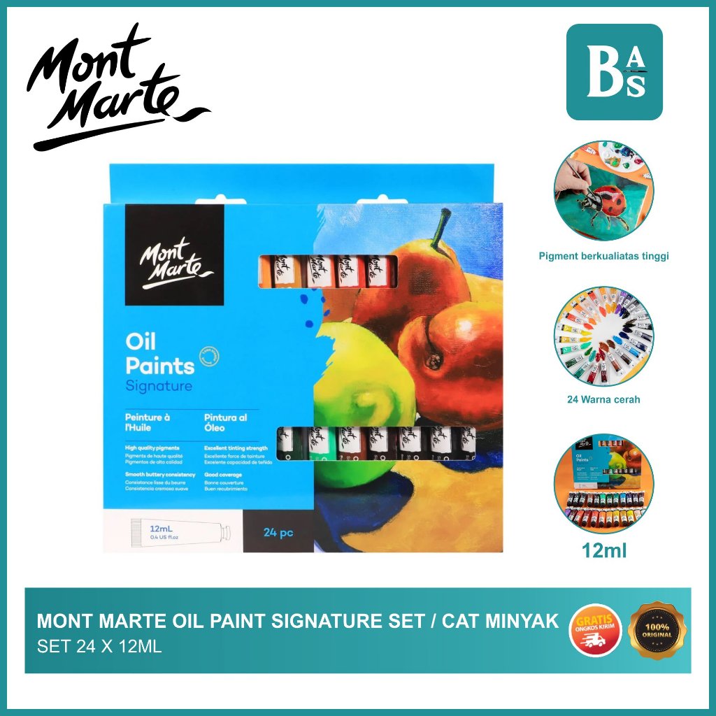 

MONT MARTE OIL PAINTS 24 PCS X 12ML / Cat Minyak Set