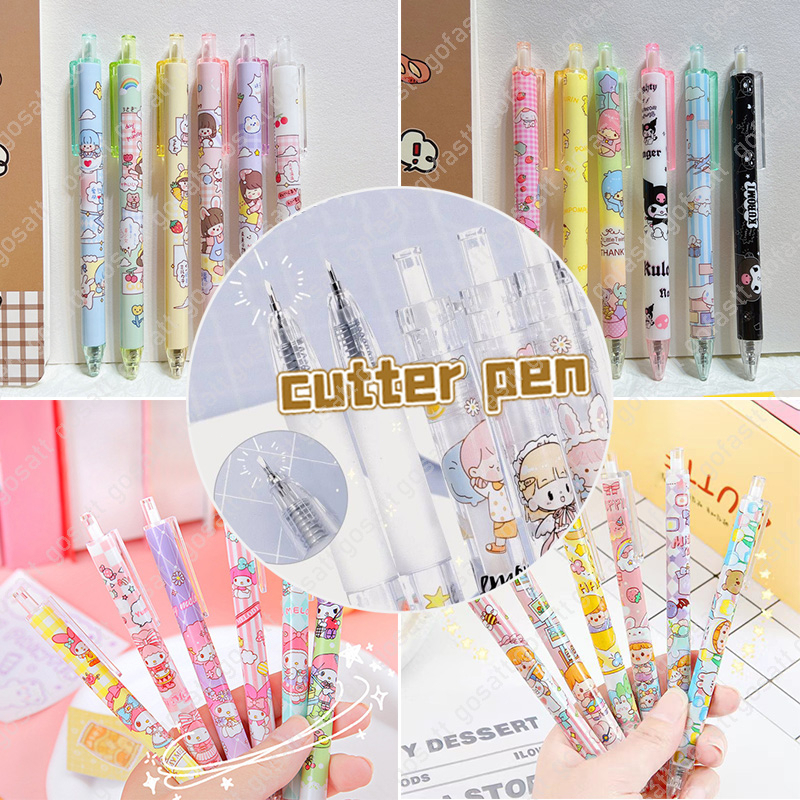 

✨COD Cutter Pen Stiker/Pemotong Seni Pena Tekan/Pulpen Pisau Pencil Knifes Cutte/Pena Pisau Stiker/ Pisau Sticker Lucu Pemotong Kertas Kartun Portabel Pemotong Kertas Scrapbook Sederhana-GS
