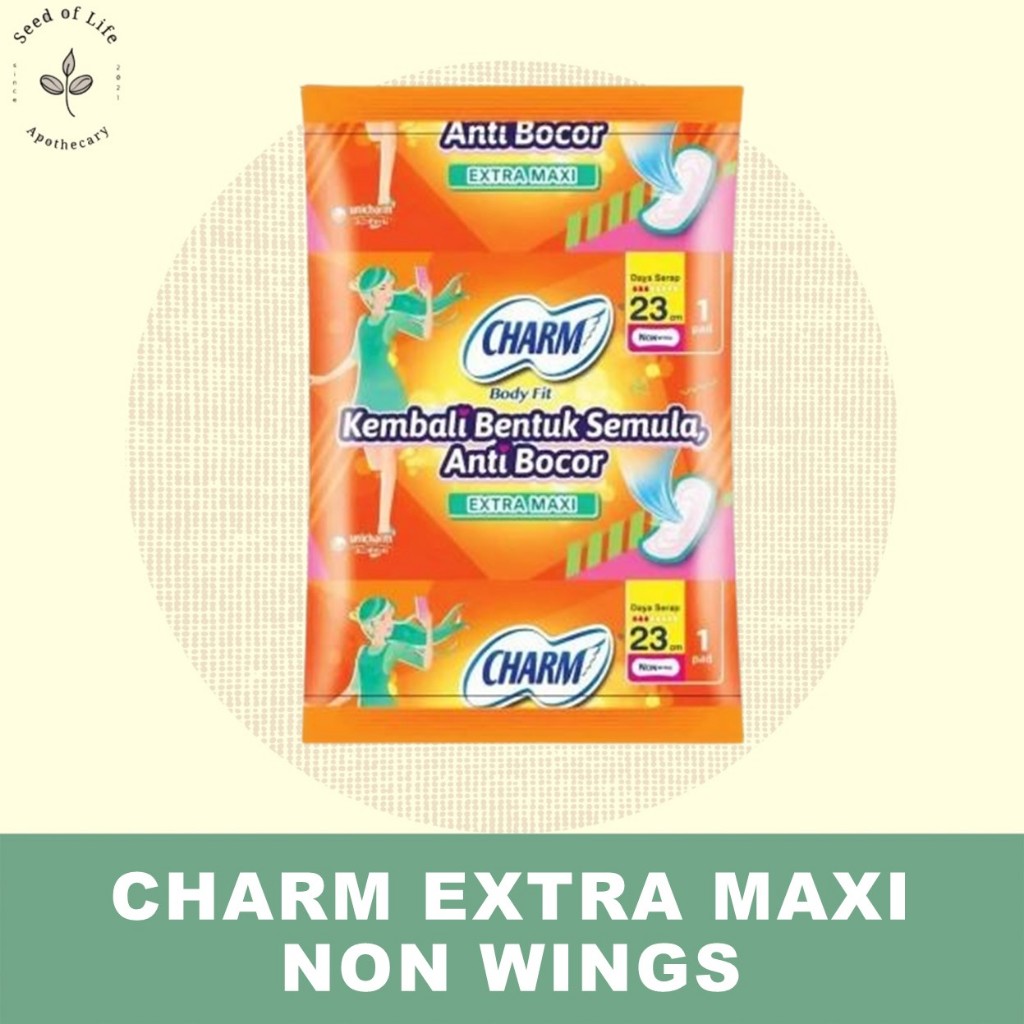 Charm Extra Maxi 23 cm- Non Wing Renceng. pembalut. RCG