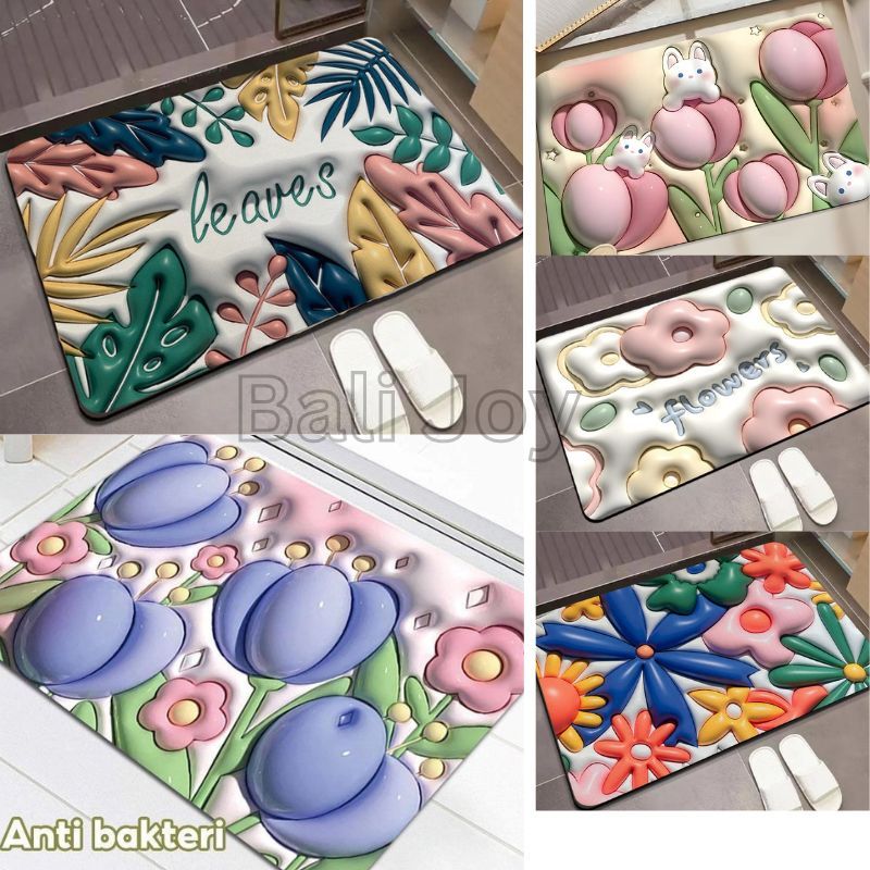 Keset Lantai 3D / Keset Kotak / Keset Viral / Keset kaki Anti Slip / Anti Bau Nyerap Air / Keset Bat