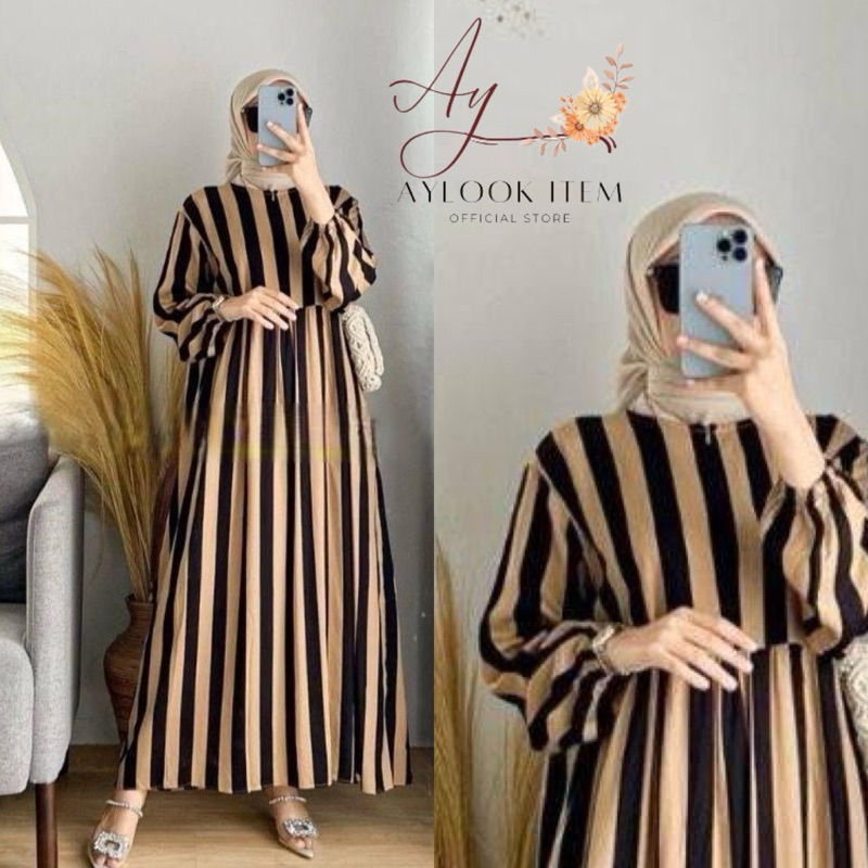 MIDI DRESS WANITA RAYON  / GAMIS RAYON ADEM BUMIL BUSUI FRIENDLY JUMBO-Salur Milo