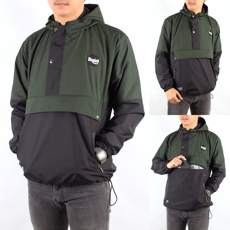JAKET 2D CAGOULE GREEN BLACK