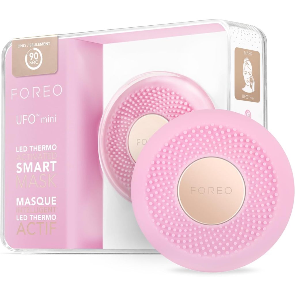 FOREO UFO mini Pearl Pink Full Facial Device, 2-min routine, Full Spectrum & Red LED, Warming, T-Son