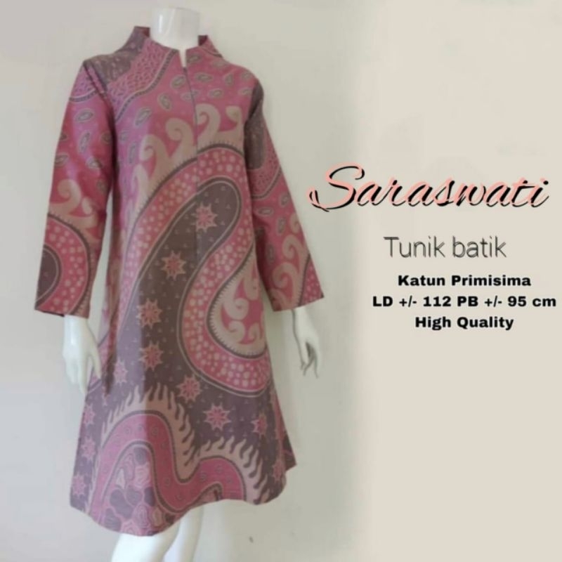 SARASWATI. TUNIK BATIK TERBARU. TUNIK BATIK KEKINIAN. TUNIK BATIK PREMIUM