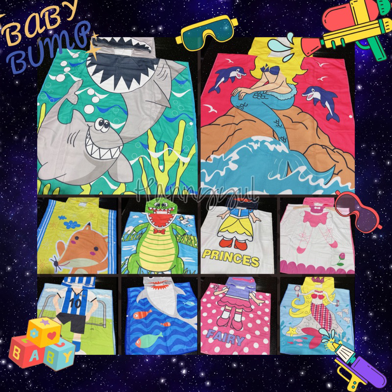 Handuk ponco anak / Handuk rambut / Handuk kuromi cinnamonroll motif premium